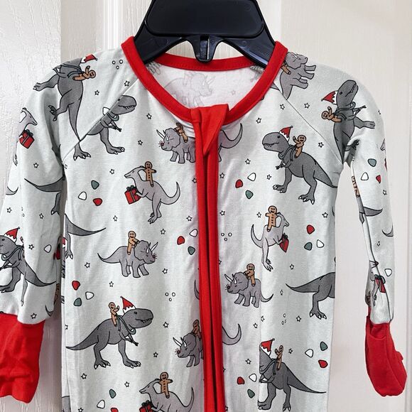 Sunshine Luckies Christmas Dinosaurs Gingerbead Men Bamboo Zippy 0-3 Months - Picture 2 of 12